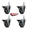 Service Caster 3.5'' Gray Poly Wheel Swivel 7/8'' Square Stem Caster Set with Brake, 4PK SCC-SQ20S3514-PPUB-GRY-PLB-78-4 - alternate 4